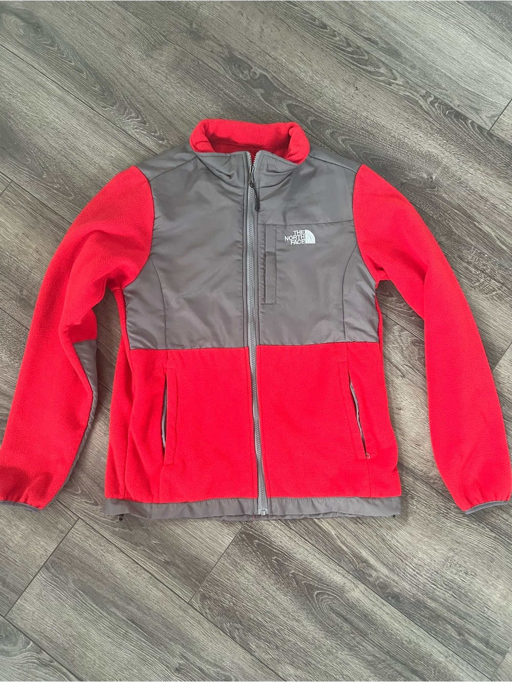 The North Face Red and Gray Fleece Jacket Womens Large
